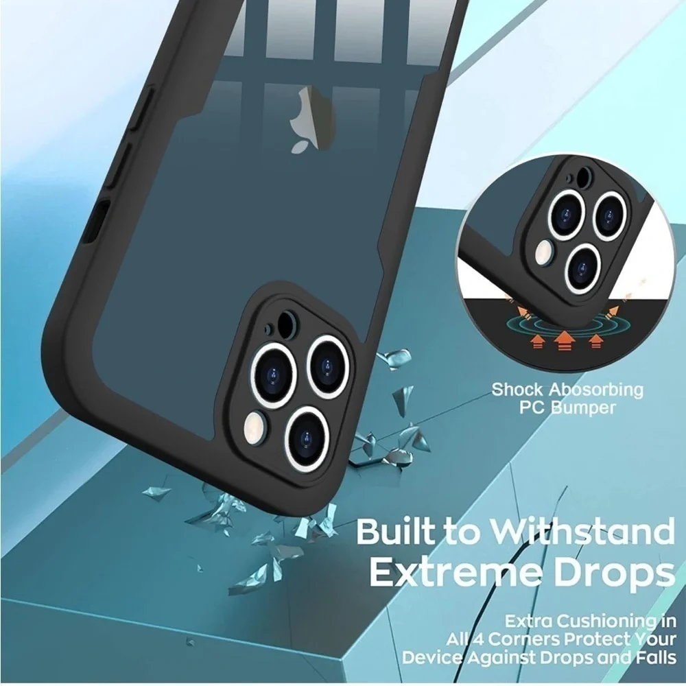 iPhone 360 14 Max Case Full Body Clear Design with Built-in Screen Protector